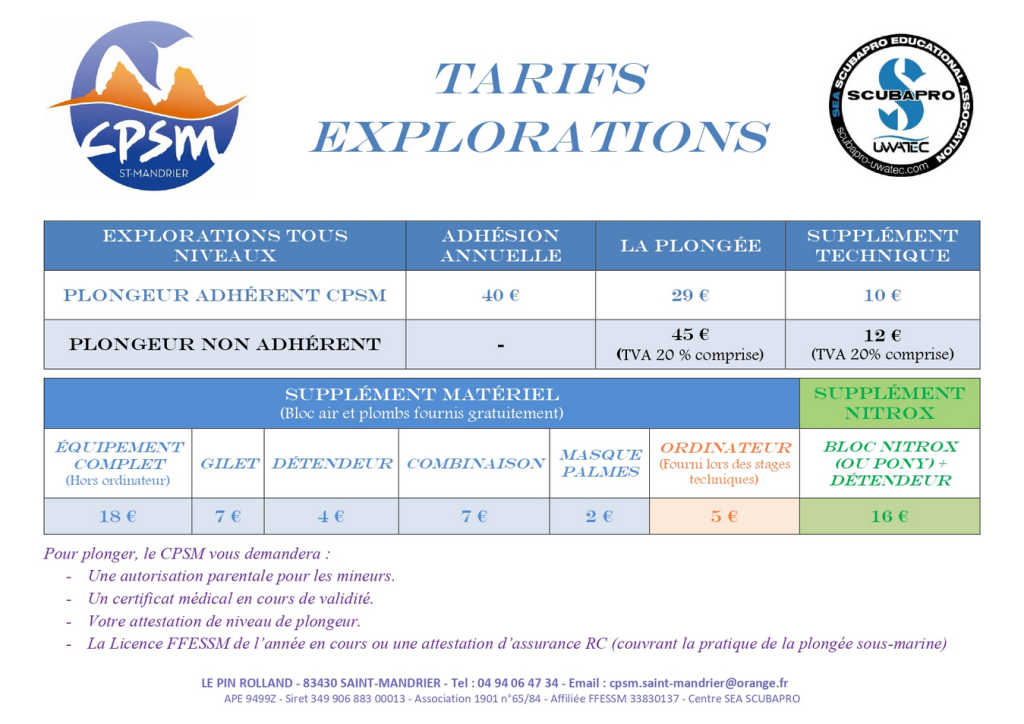 tarif exploration